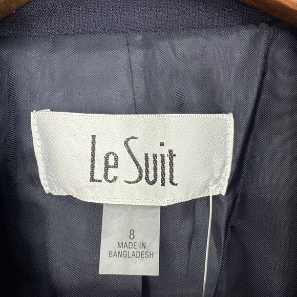 Le Suit Womens Size 8 Navy Blue Notch Collar Three Button Blazer Jacket Work NWT - Picture 3 of 7